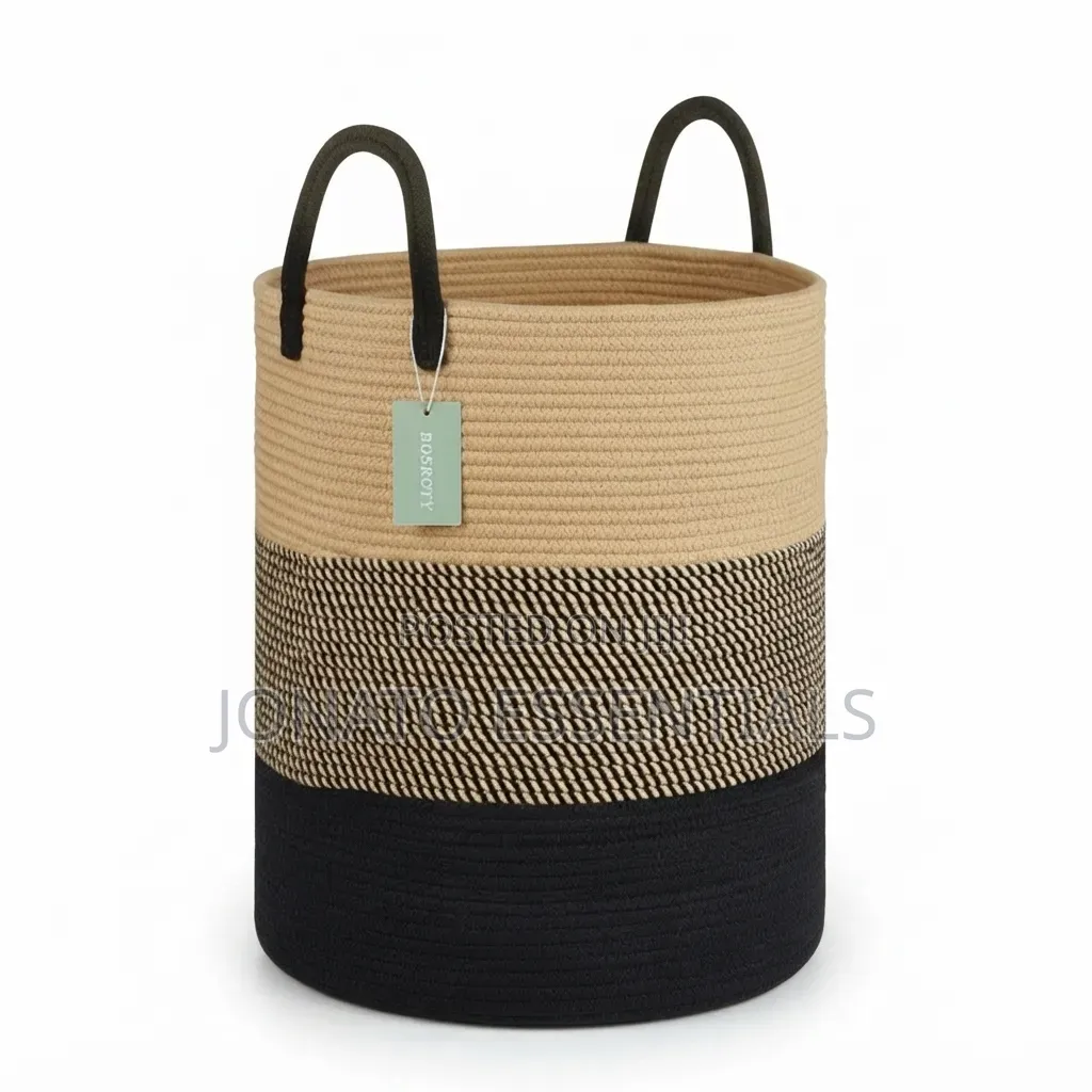 Large Woven Cotton Laundry Basket 58L Storage Organizer