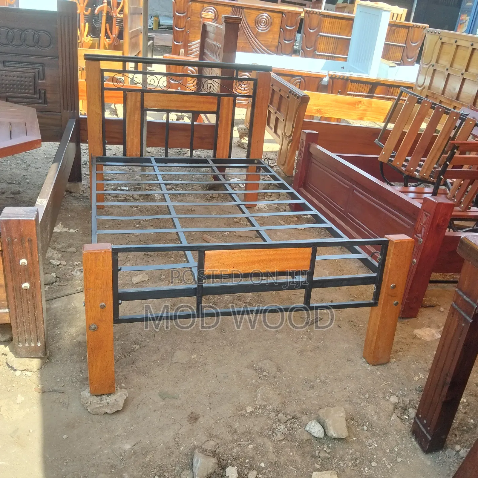 Modern Metal and Wood 4ft by 6ft Bed Frame