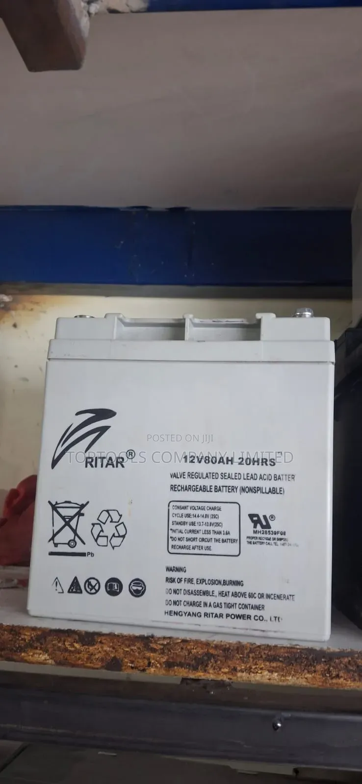 Ritar Valve Regulated Rechargeable Battery 80ah 20hrs