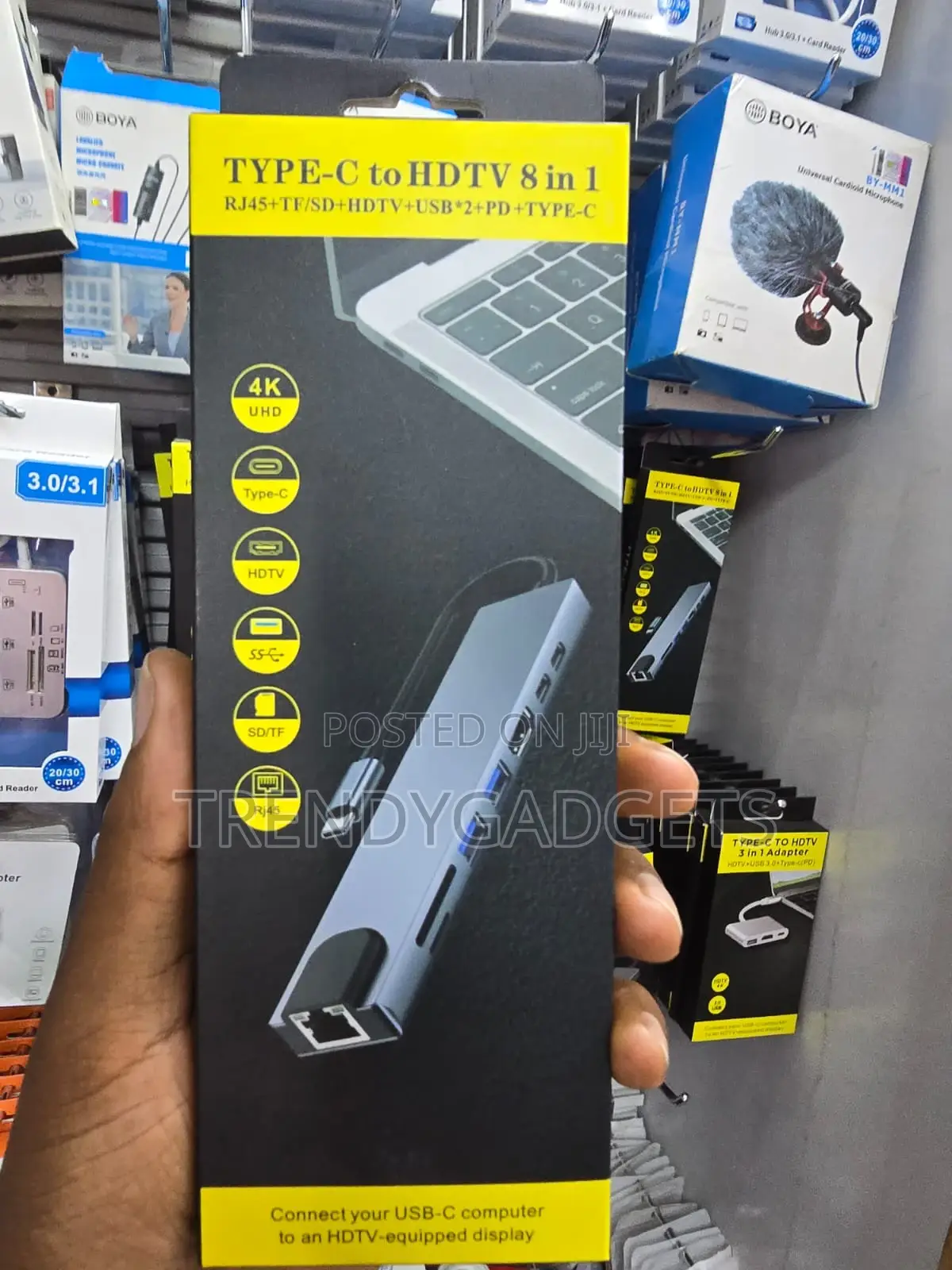 8 in 1 USB-C Hub With HDMI RJ45 SD TF PD Charging
