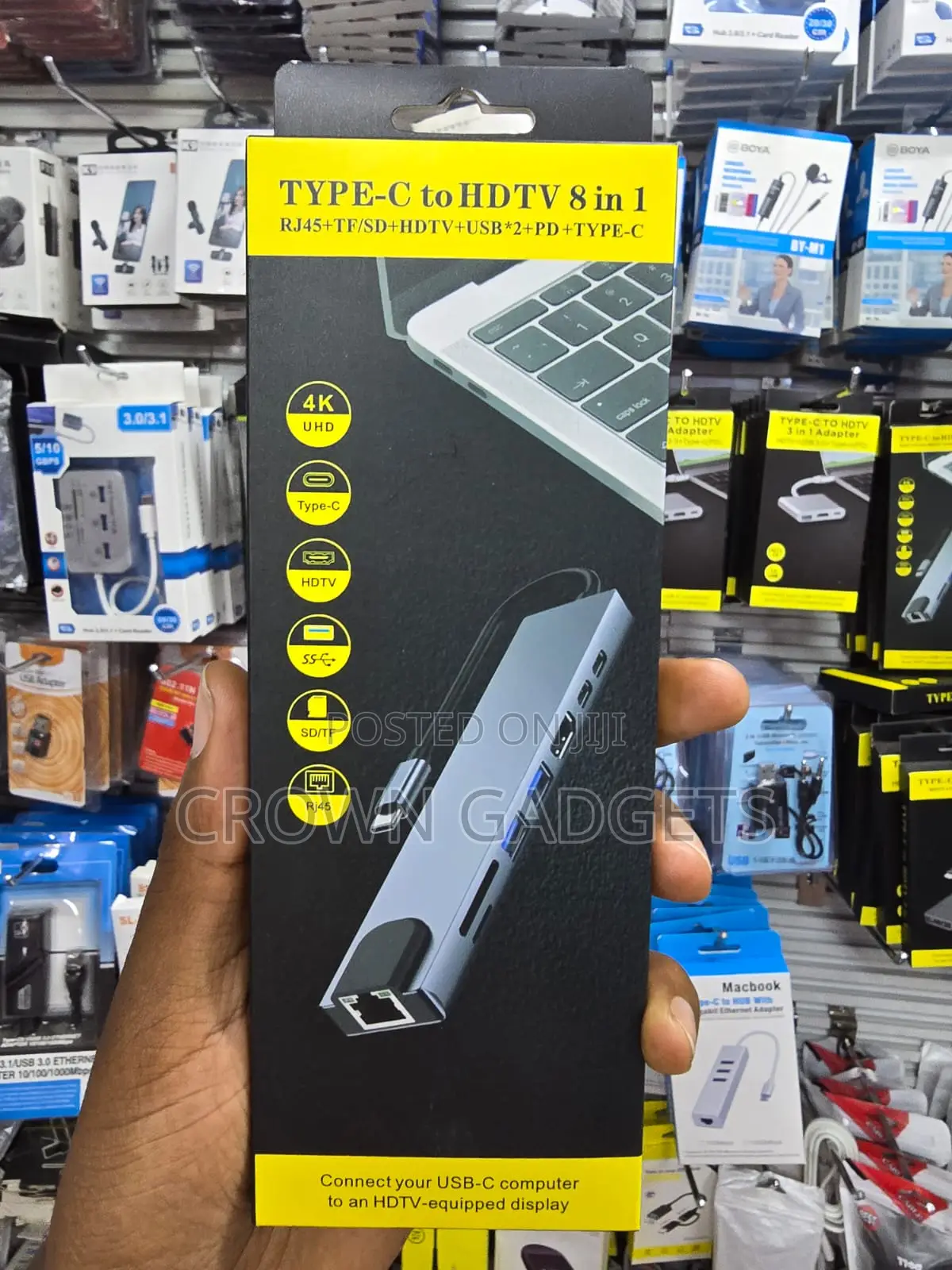 USB-C Hub Adapter With Hdmi Lan Sd Tf USB Pd Port