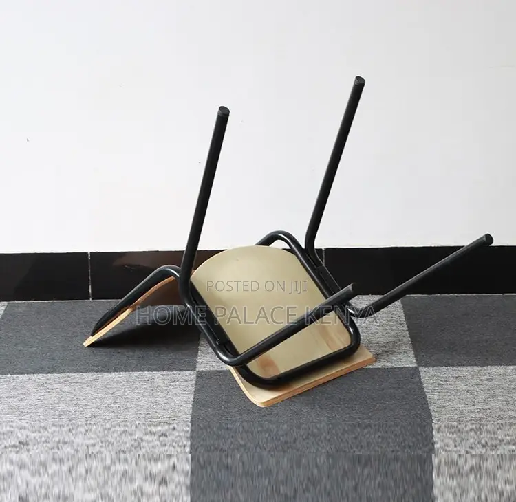 Wooden Chair: Plywood Laminate Stackable Student Chair With Metal Legs