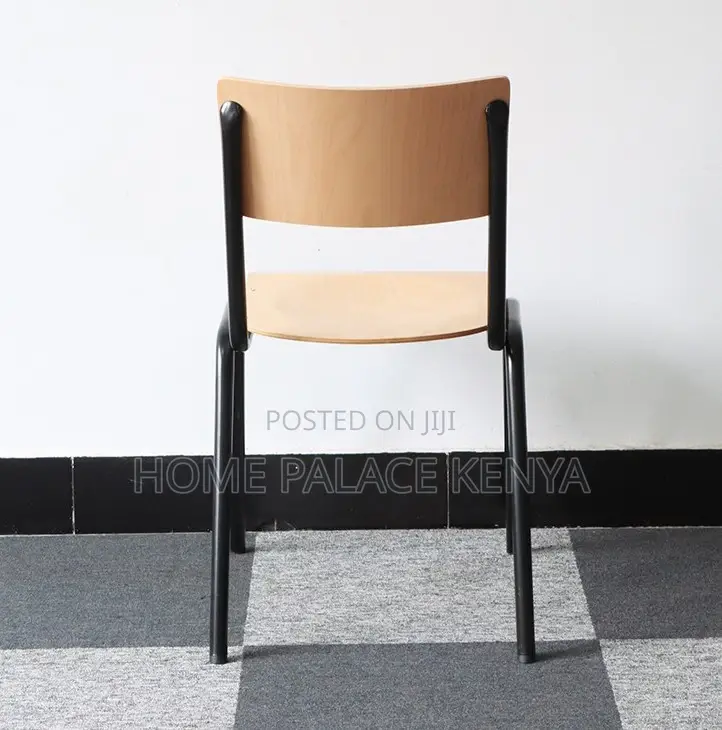 Wooden Chair: Plywood Laminate Stackable Student Chair With Metal Legs