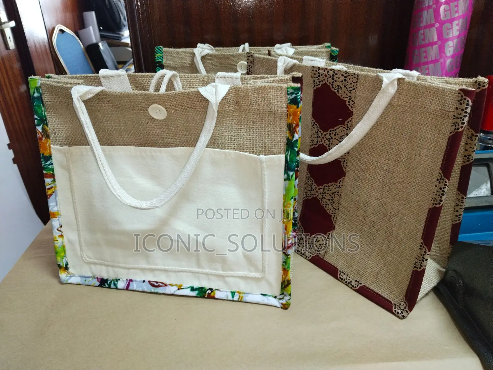 Ankara A4 Jute Bags