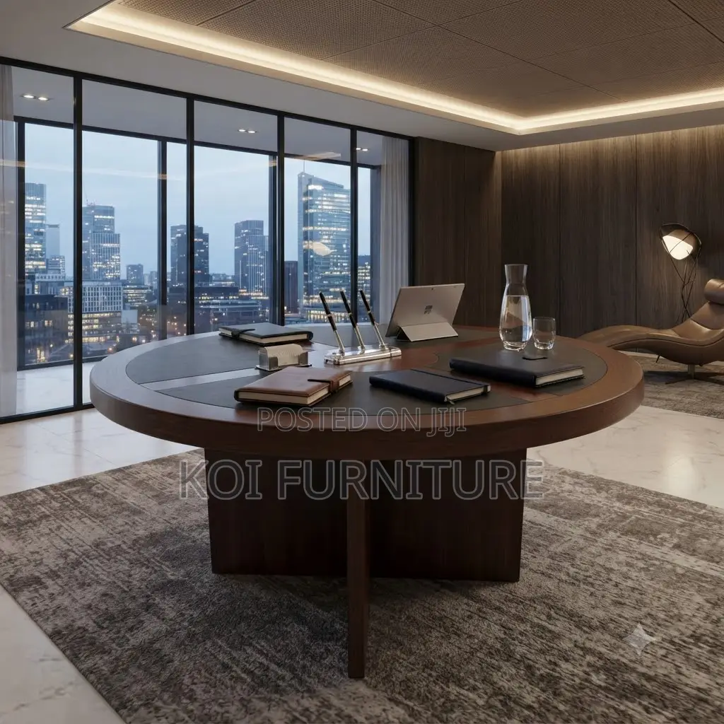 Boardroom Table; Round 1.2 Meters Mahogany Executive Meeting Table
