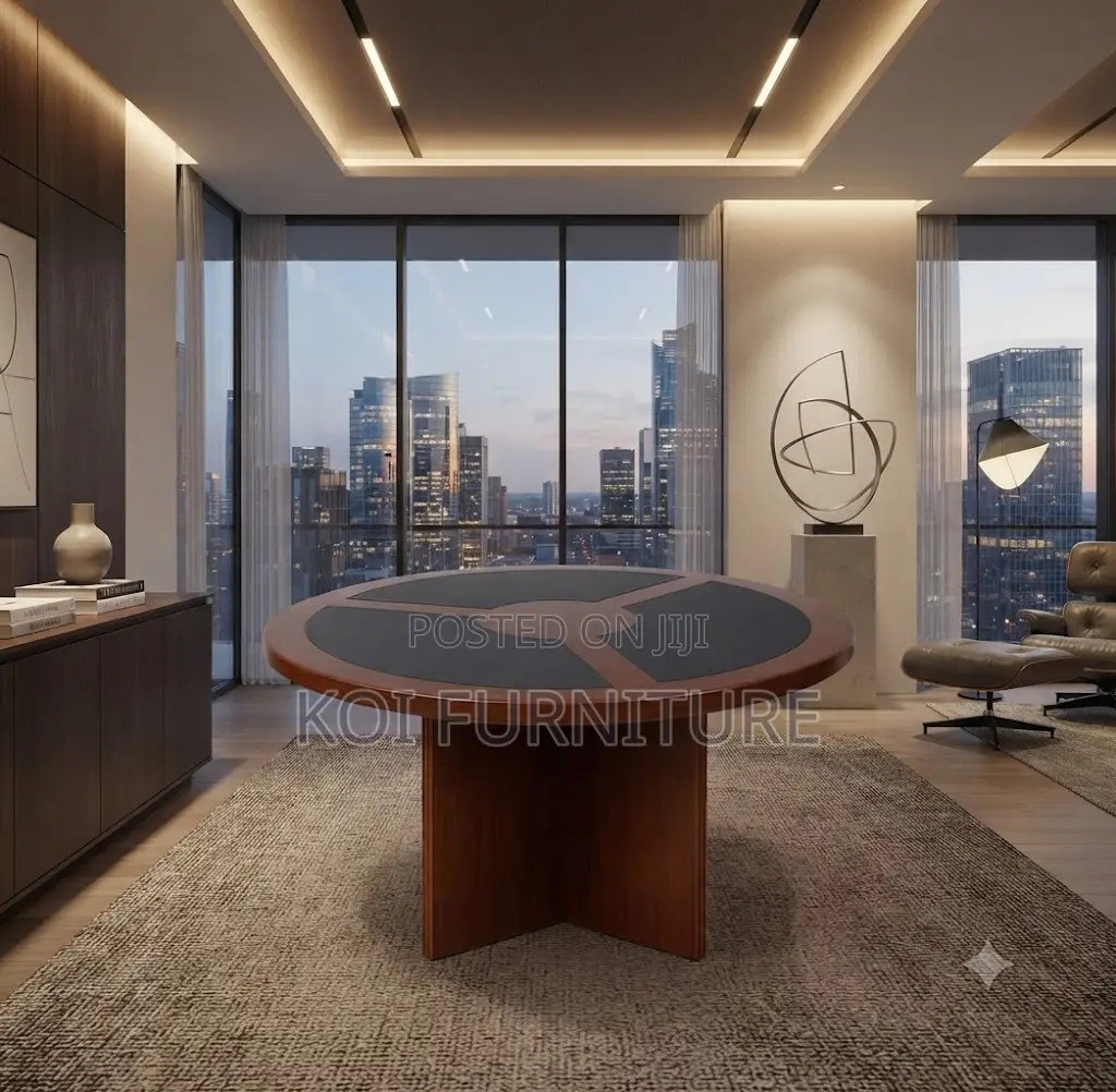 Boardroom Table; Round 1.2 Meters Mahogany Executive Meeting Table