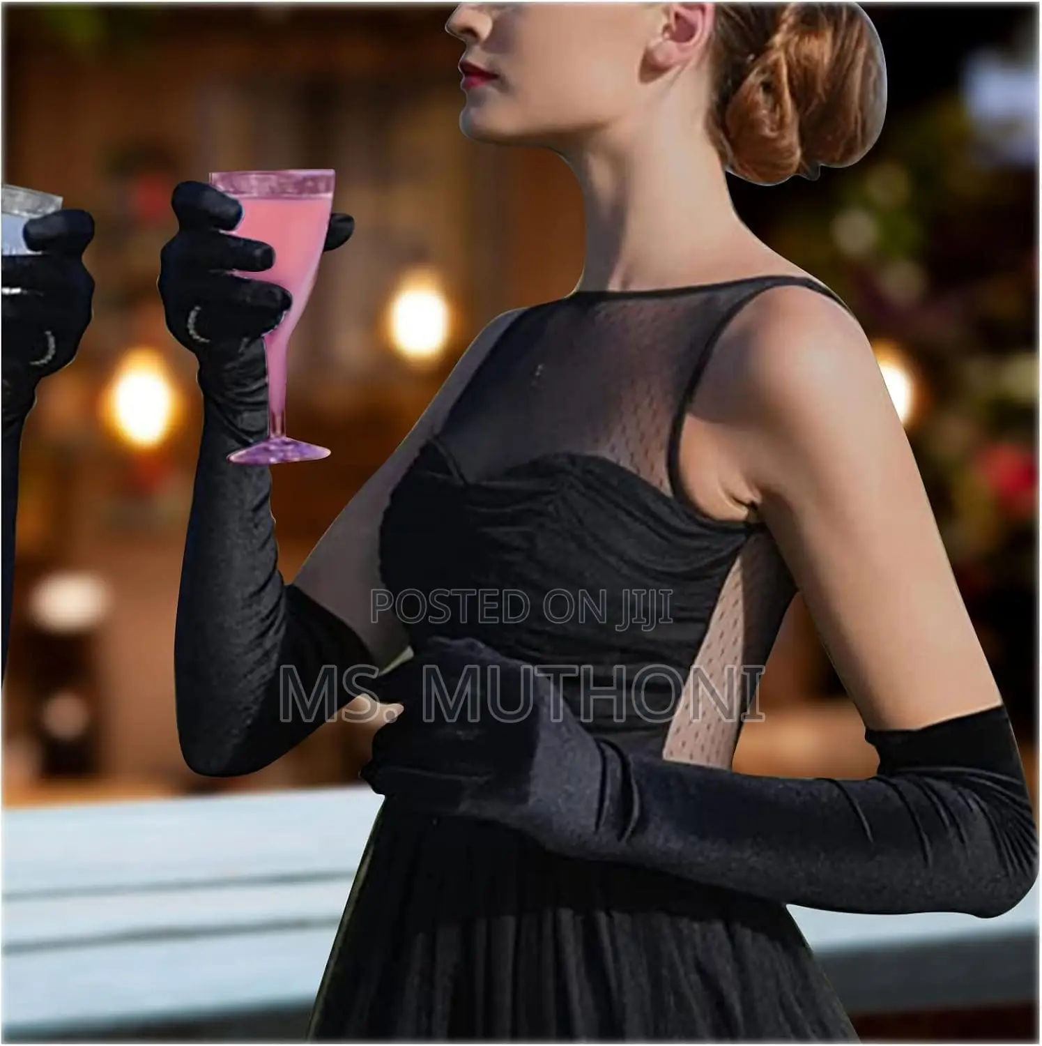 Silky-Smooth Sheen Premium Black Satin Opera Gloves (53 Cm )