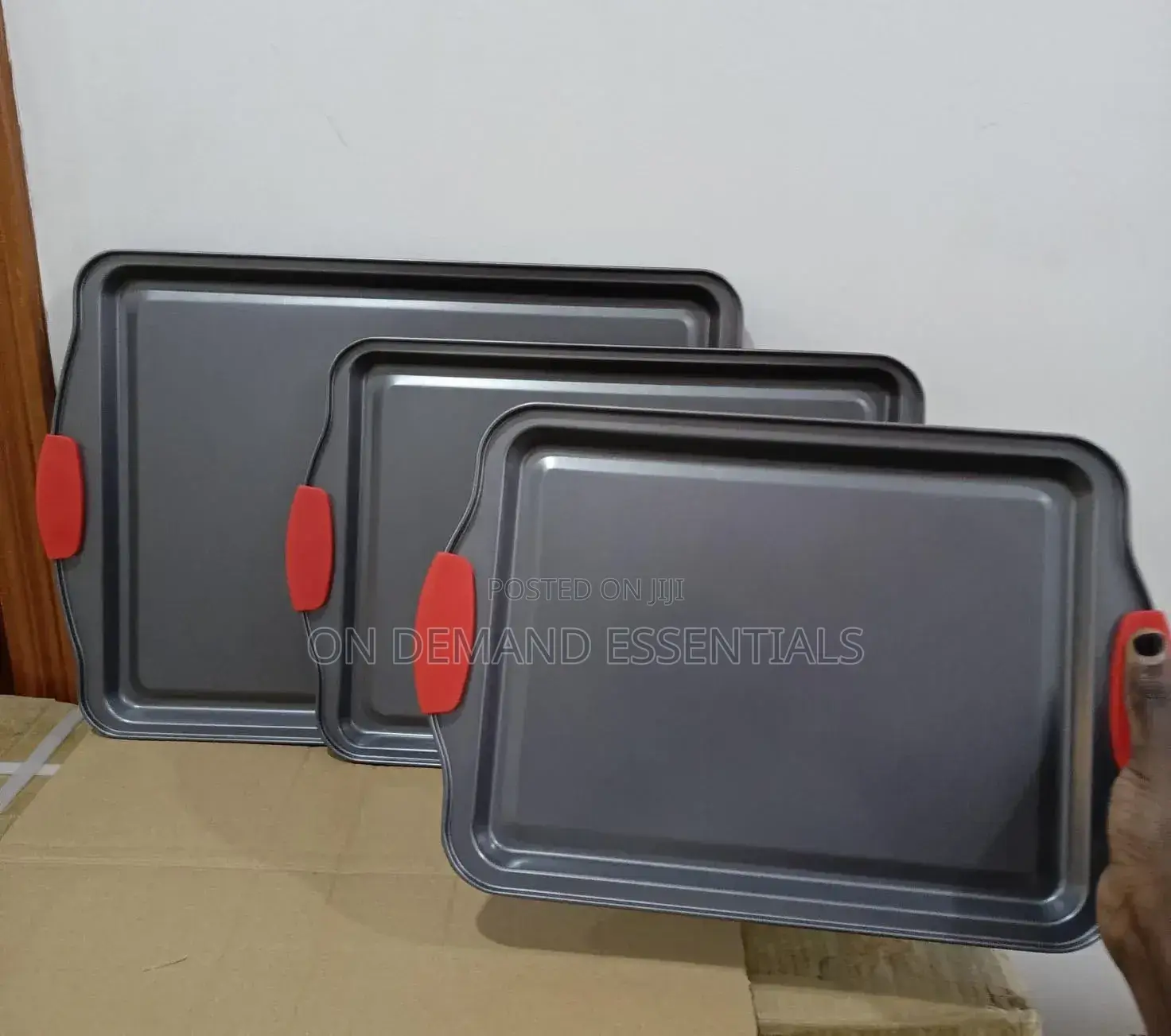 NutriChef 3pc Non-Stick Baking Pan Set in Black Carbon Steel