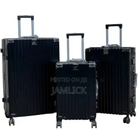 3 in 1 ABS Aluminium Zipless Suitcase Set Black Buckle Lock
