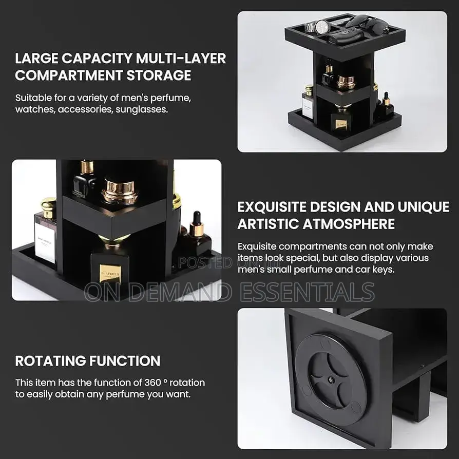 3-Tier Rotating Wooden Makeup/Cosmetics/Perfume Organizer