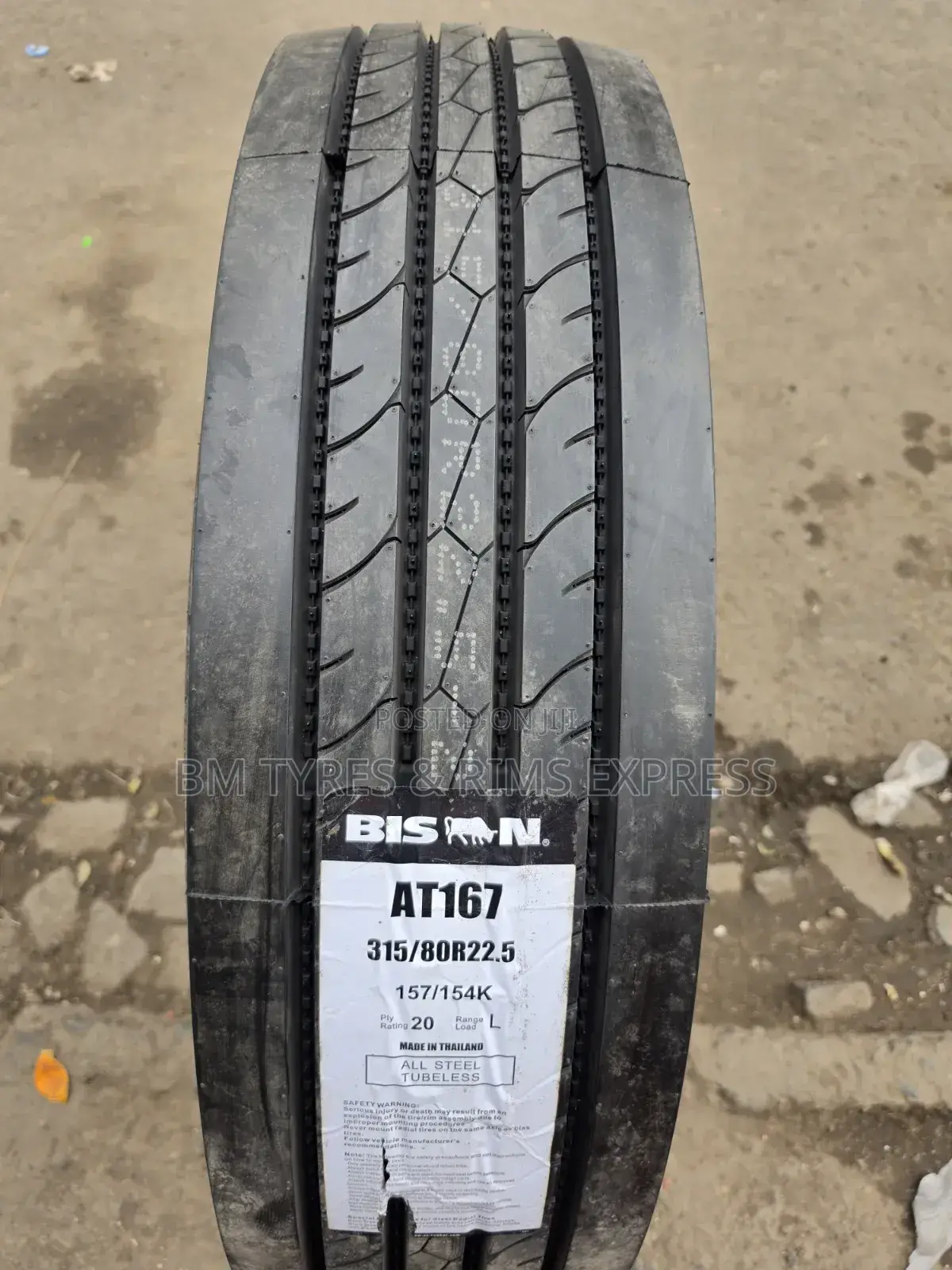 315 /80 R22. 5 BISON TIRES (Commercial) Thailand.