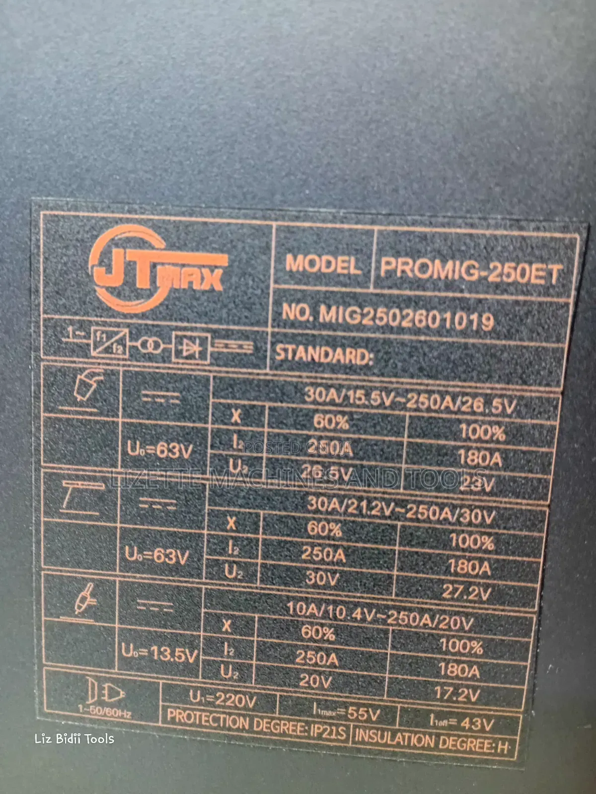 JTMAX PROMIG-250ET 3-in-1 Multi-Process Welding Machine