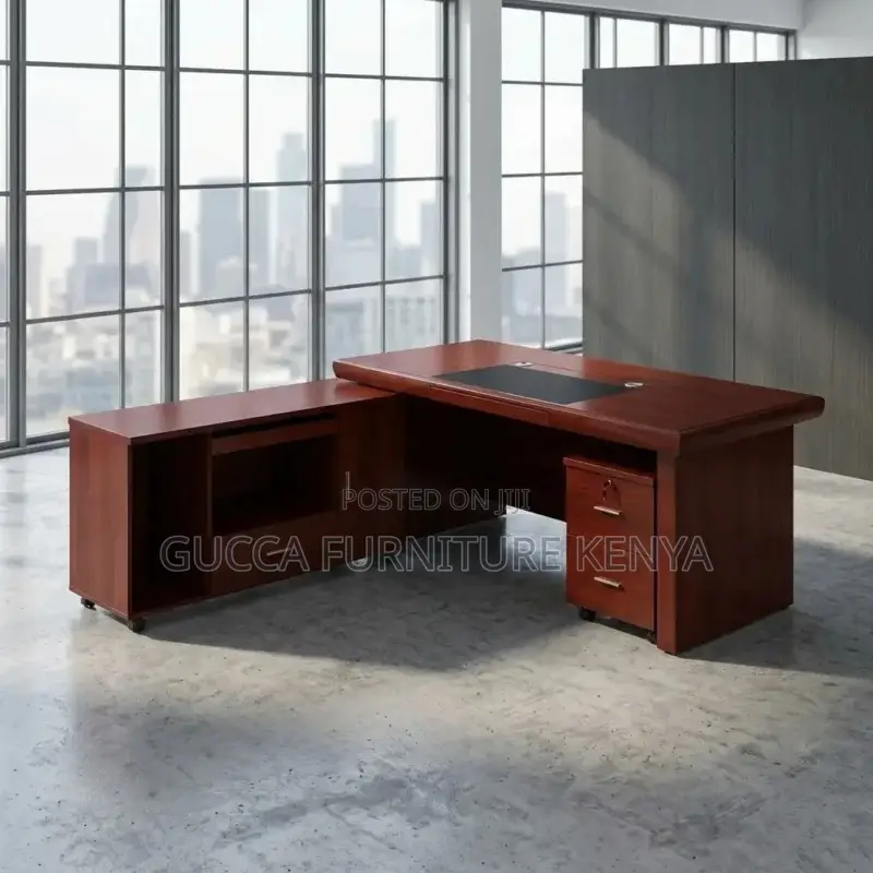 Mahogany L-Shaped CEO Table-1.6m