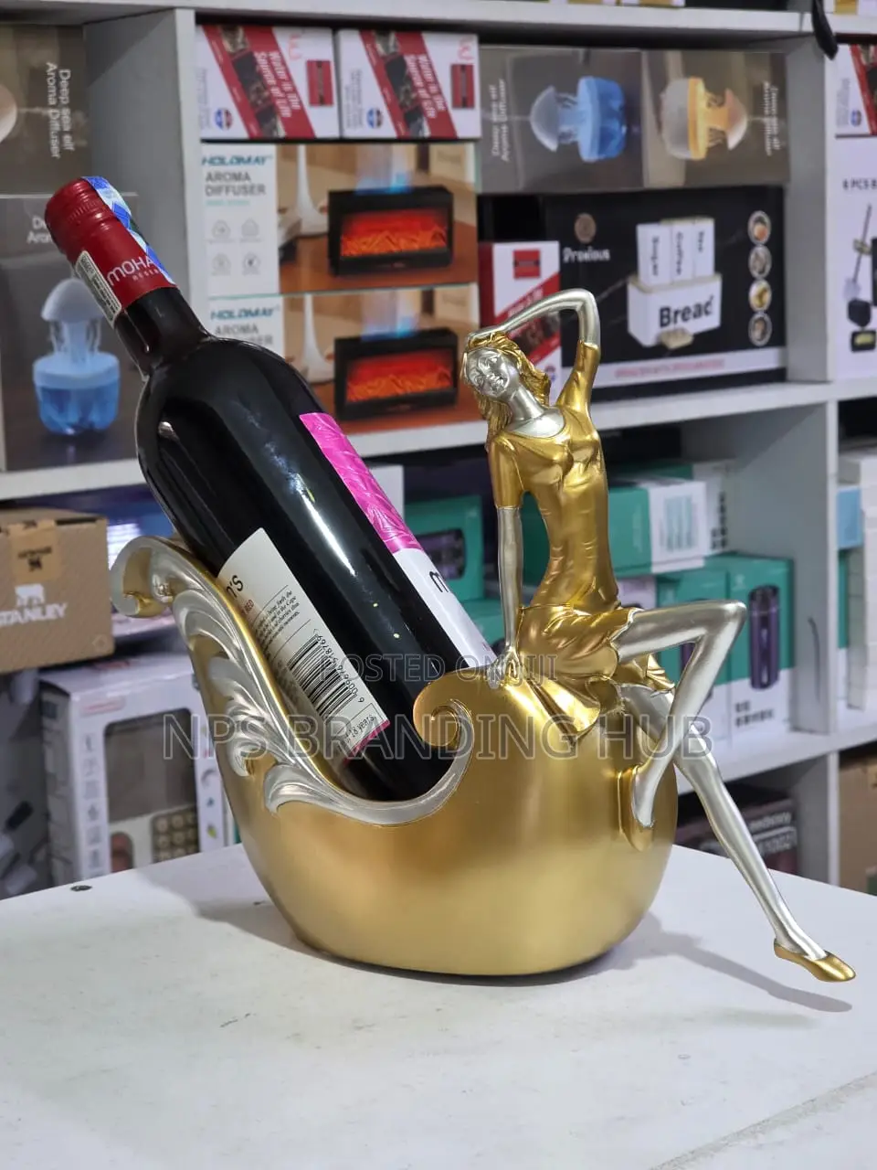 Creative Gold Statue Wine Bottle Holder (Tet