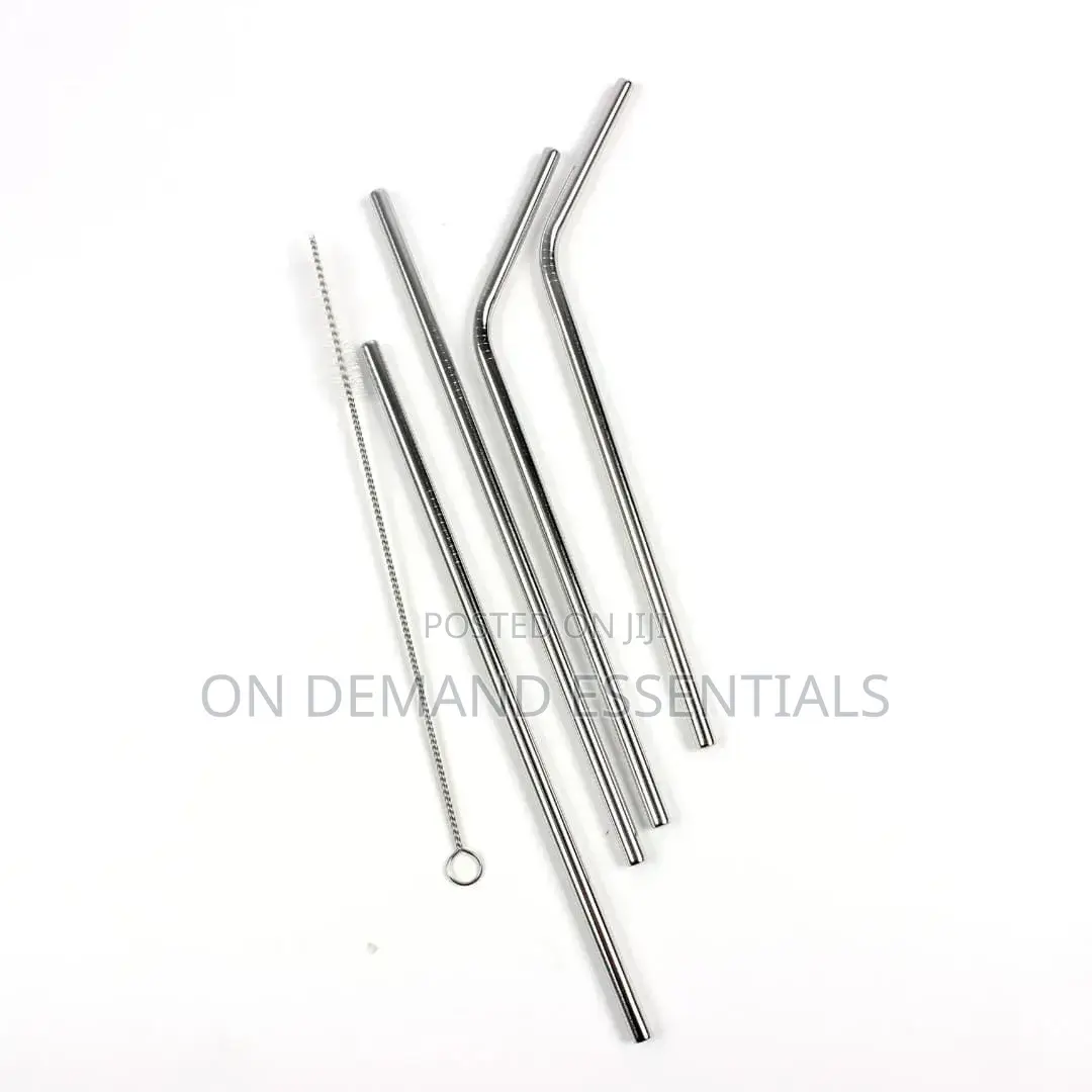 Stainless Steel Reusable Metal Straws Set With Cleaner Brush