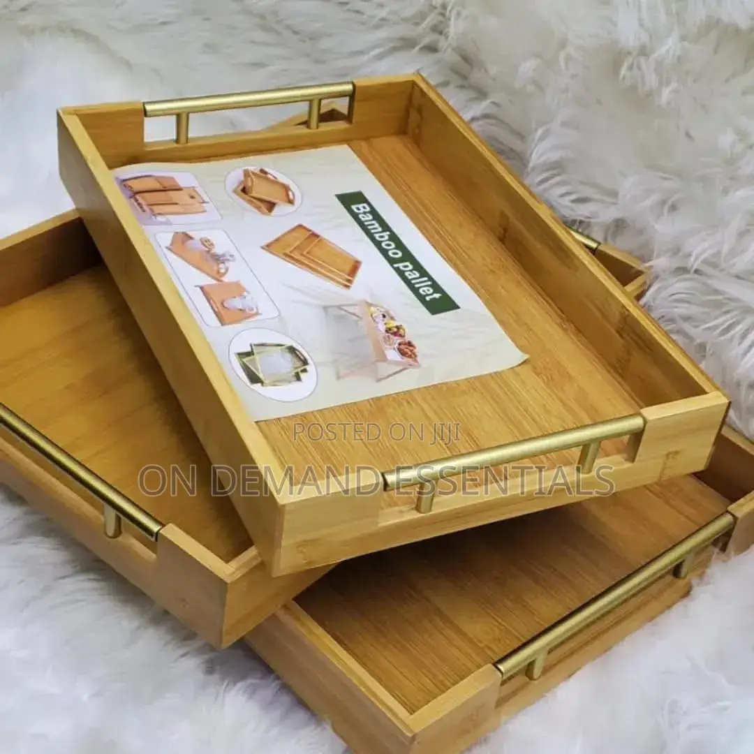 Elegant Bamboo Serving Trays Set of 3