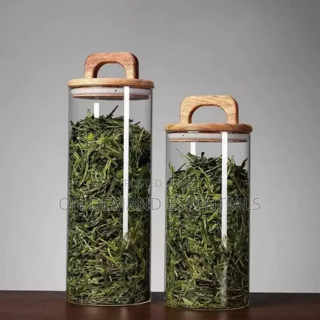 4pcs Airtight Glass Jars With Elegant Wooden Lids