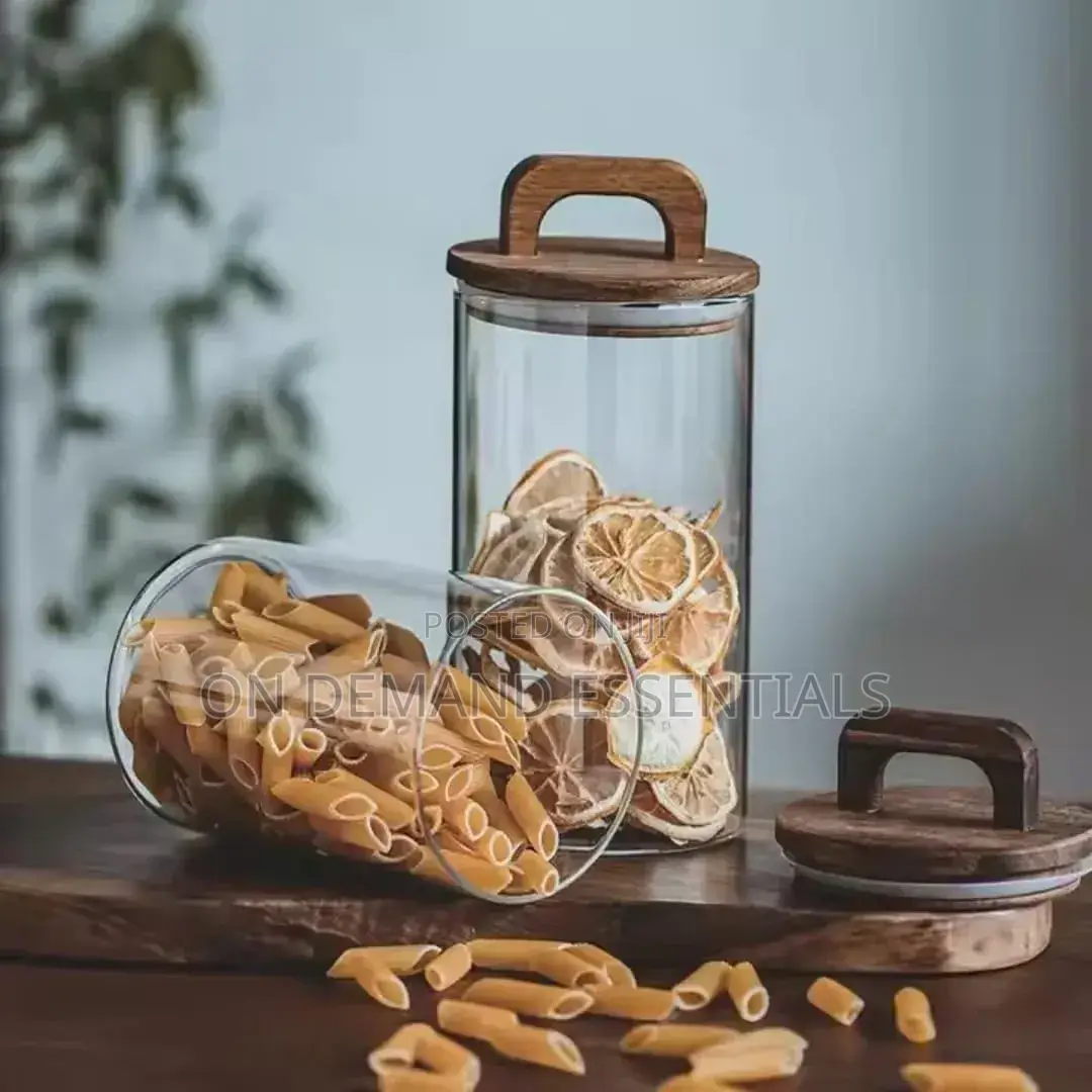 4pcs Airtight Glass Jars With Elegant Wooden Lids