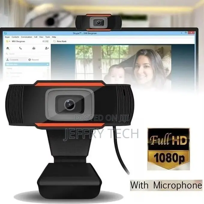 1080P HD USB Webcam With Microphone for PC, Desktop Computer, Gaming,