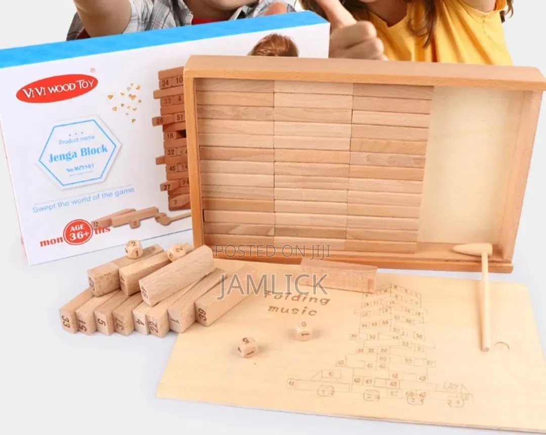 Wooden Jenga Tower Game With Storage Casing - Jy