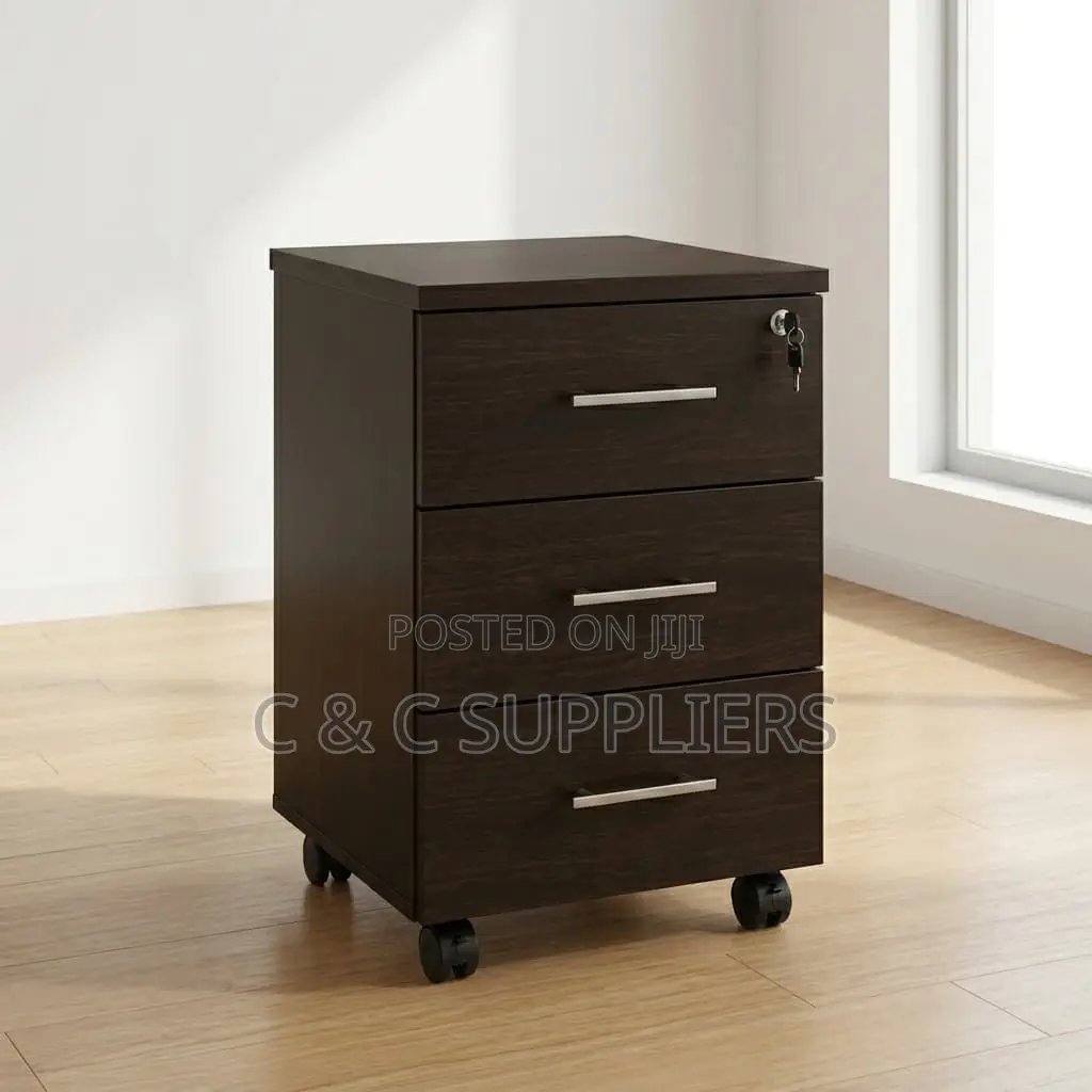 3-Drawers Mobile Wooden Pedestal Cabinet