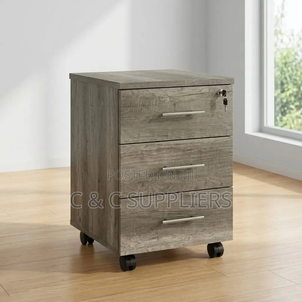 3-Drawers Mobile Wooden Pedestal Cabinet