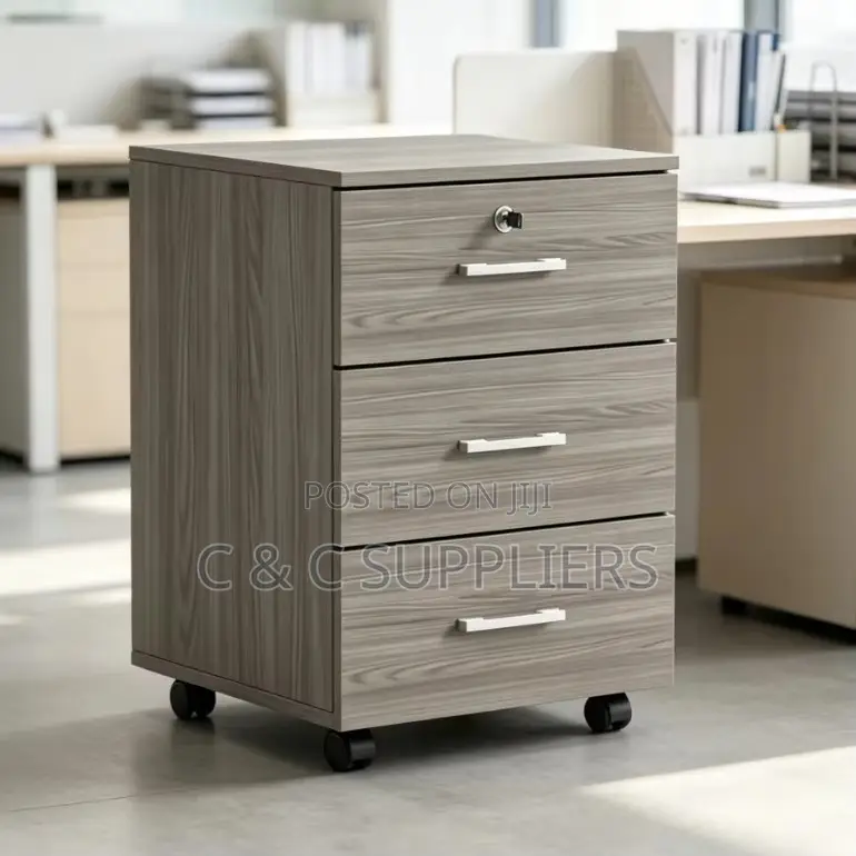 3-Drawers Mobile Wooden Pedestal Cabinet