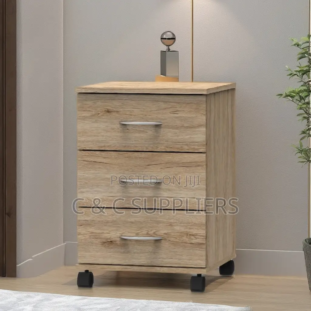 3-Drawers Mobile Wooden Pedestal Cabinet