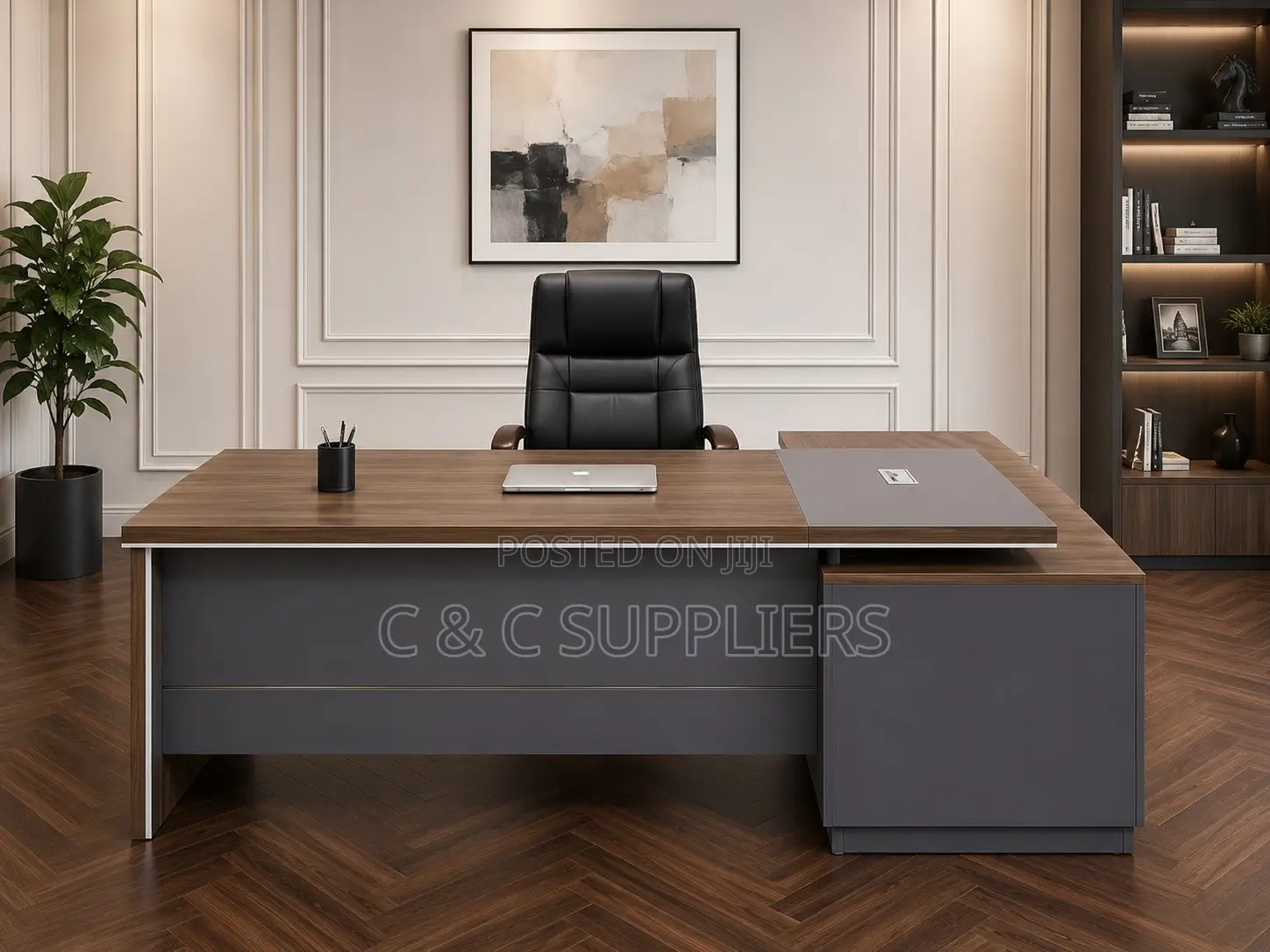 L-Shaped Wooden CEO Table-1600mm