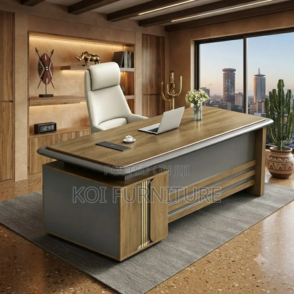 Office Desk; 1.8M Luxury Executive Office Desk With Storage Cabinet