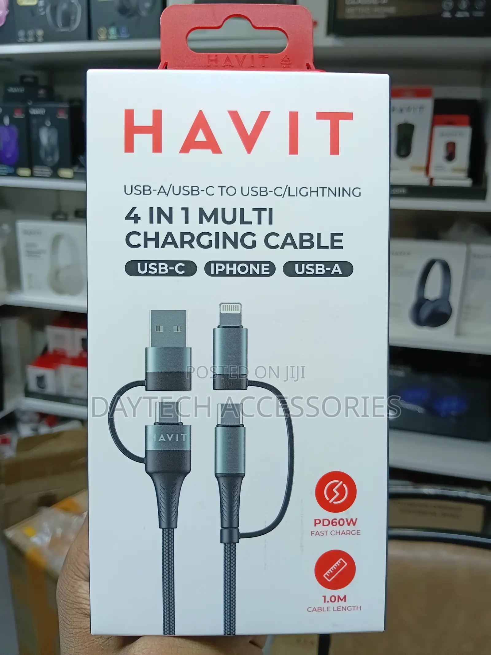 Havit CB6244 4-in-1 Multi Charging Cable With a Braided Exterior.