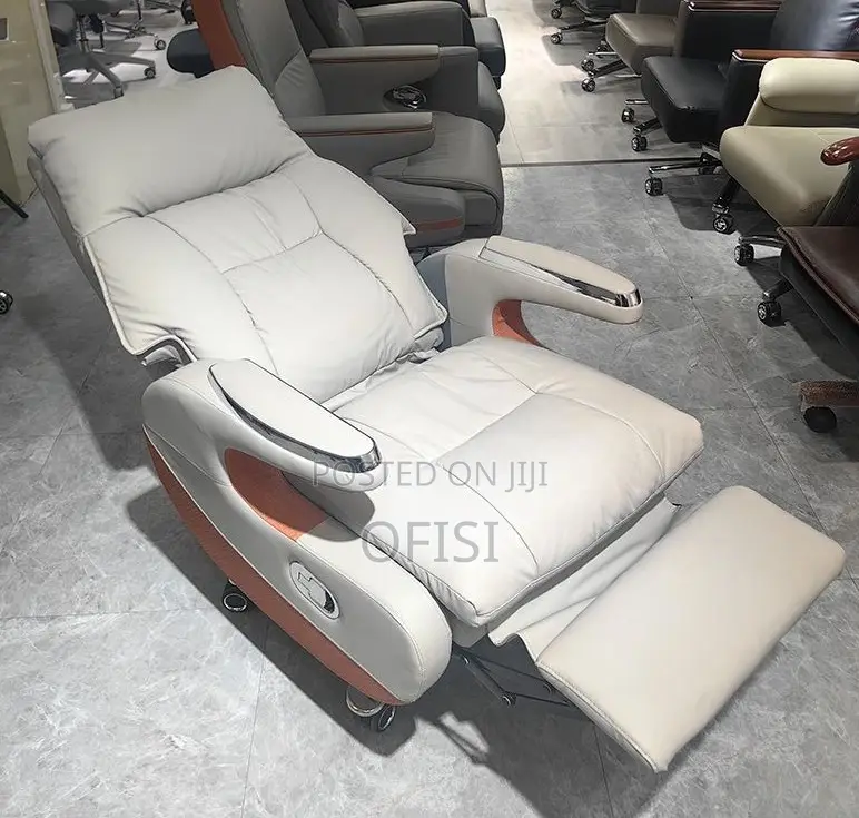 Office Chair; Ergonomic Leather Executive Office Chair With Footrest