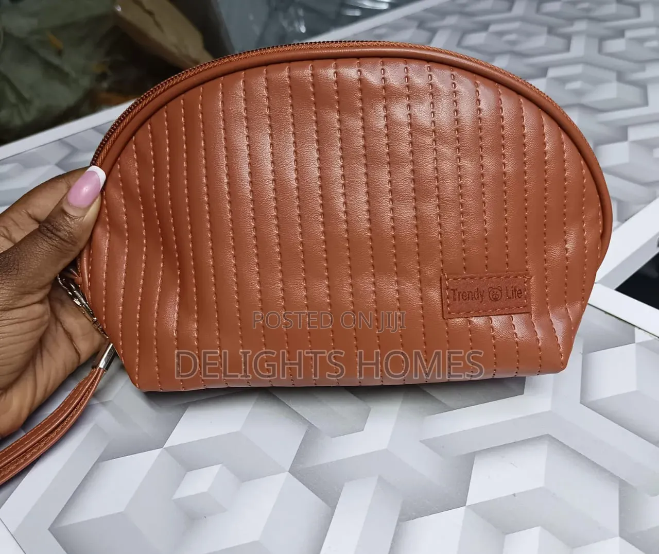 Portable Makeup Bag, Waterproof Leather Pouch_esj
