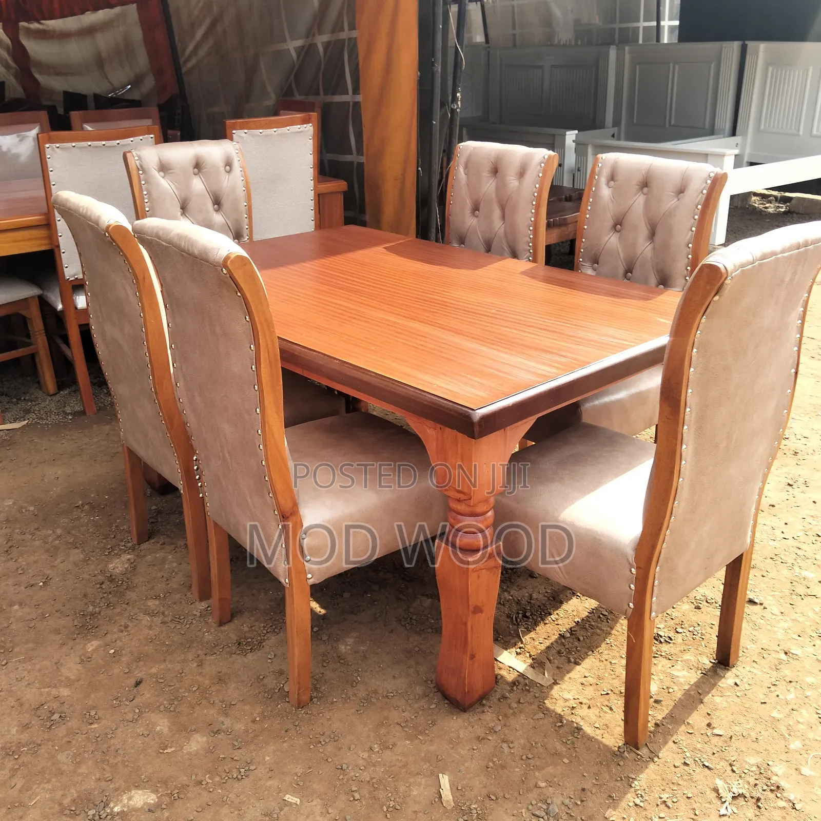 Modern Six-Seater Upholstered Dining Set Collection