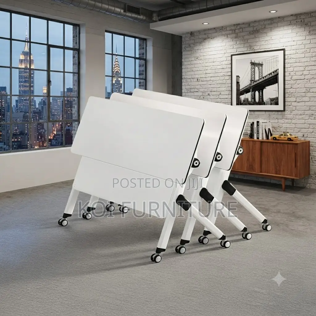 Office Table; Foldable White Conference Convenience Meeting