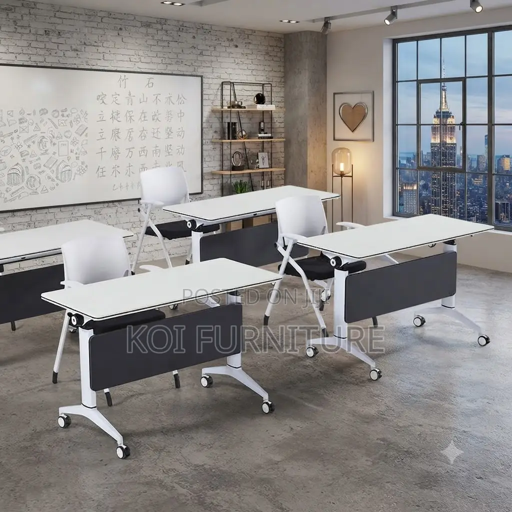Office Table; Foldable White Conference Convenience Meeting