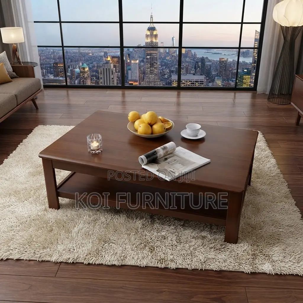 Coffee Table; Executive Natural Log Wooden Mahogany Coffee Table