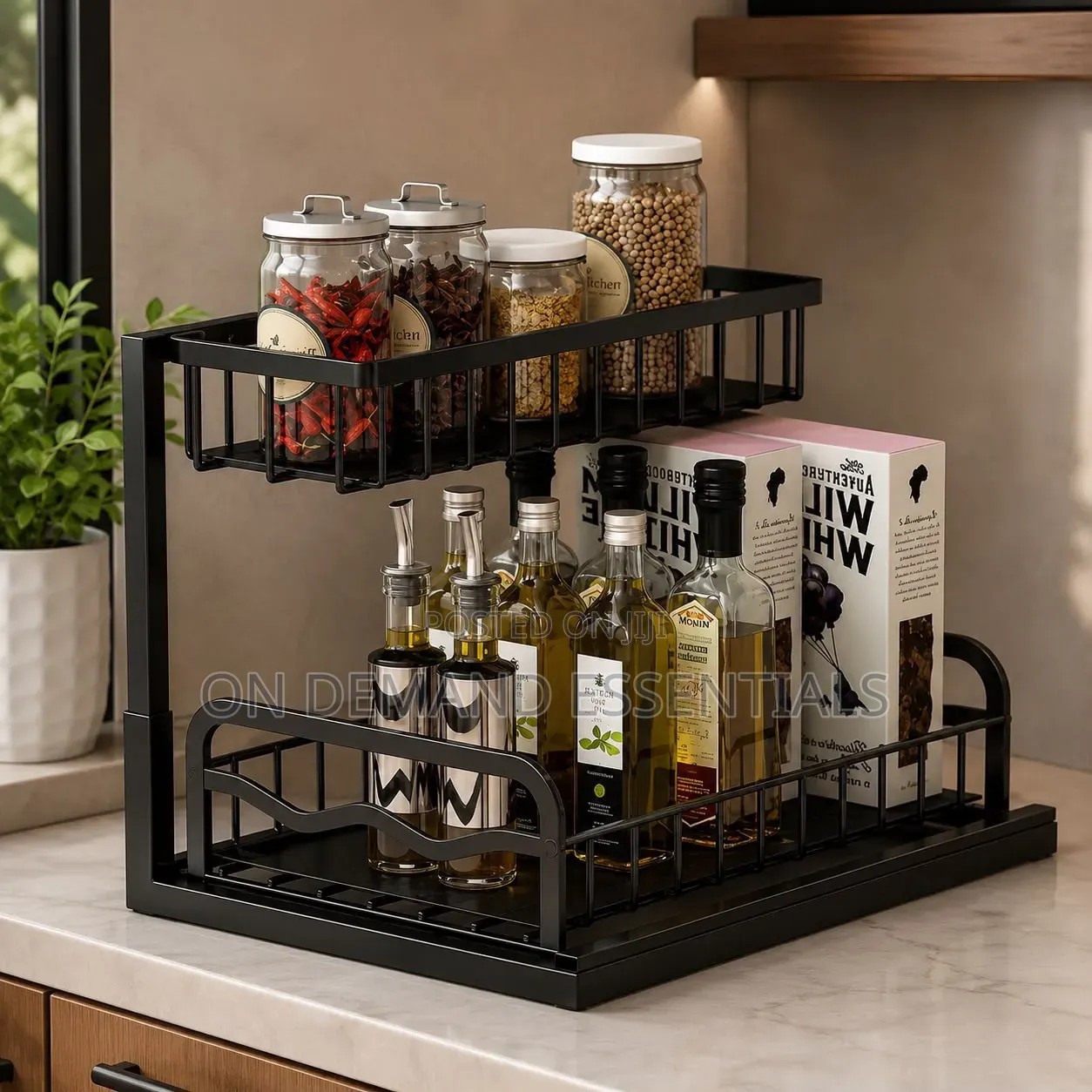 2 Tier Cabinet Spice Rack Organizer