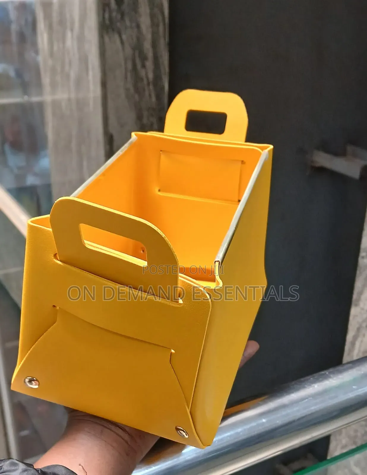 PU Leather Collapsible Sundries Storage Basket/Organiser