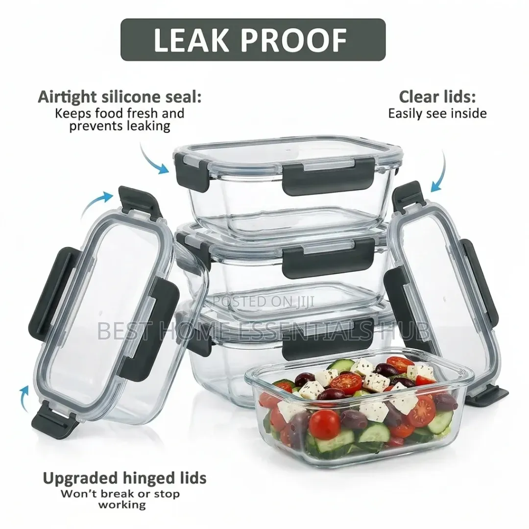 *4pcs Airtight Borosilicate Glass Food Storage Containers Set