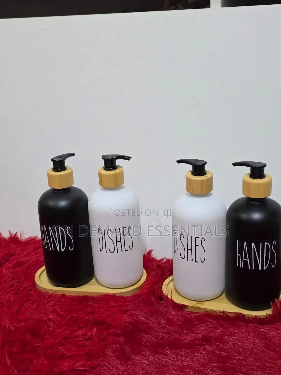 Dual Hand Wash Soap Dispenser With Bamboo Holder