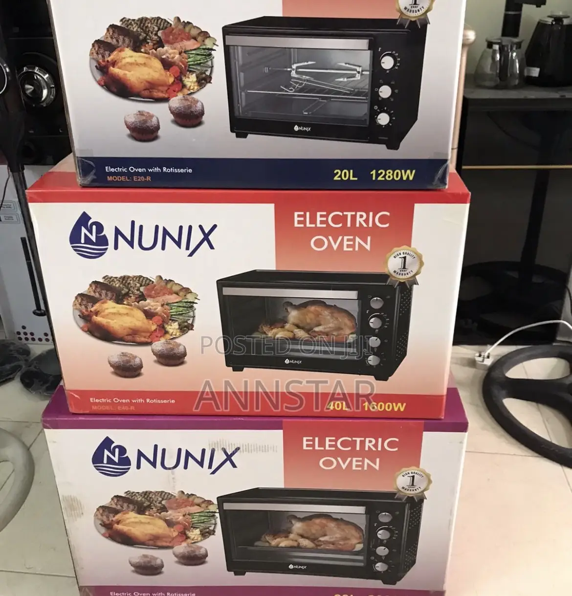 Nunix 4 Knob Settings 40 Litres Electric Rotisserie Oven