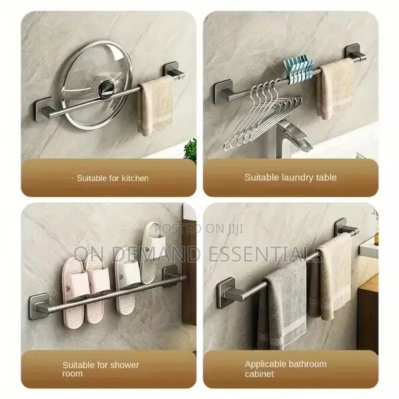 1pc 50CM Metallic Wall Mounted Towel Rack