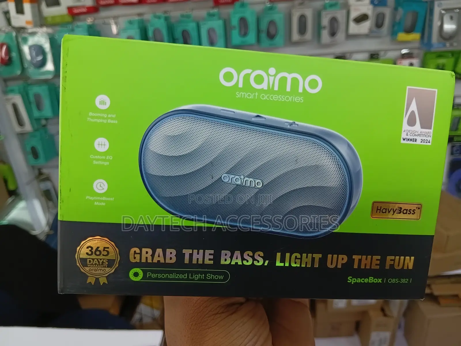 This Is an Oraimo SpaceBox (OBS-382) Portable Wireless Speaker.