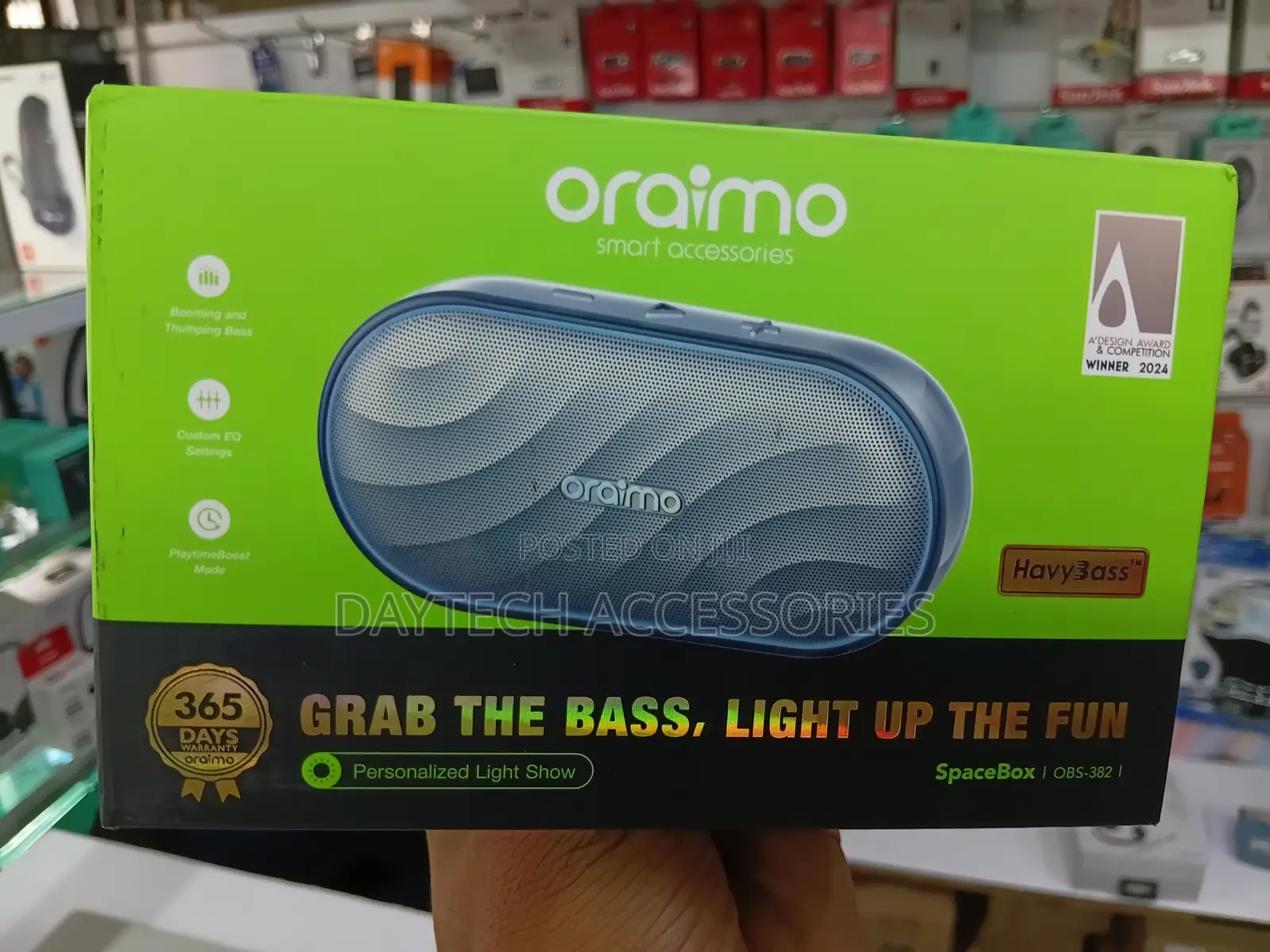 This Is an Oraimo SpaceBox (OBS-382) Portable Wireless Speaker.