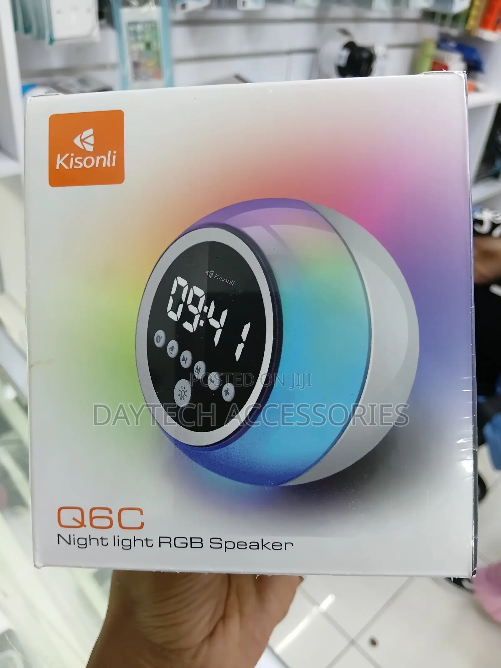Kisonli Q6C LED Bluetooth Speaker Clock - White