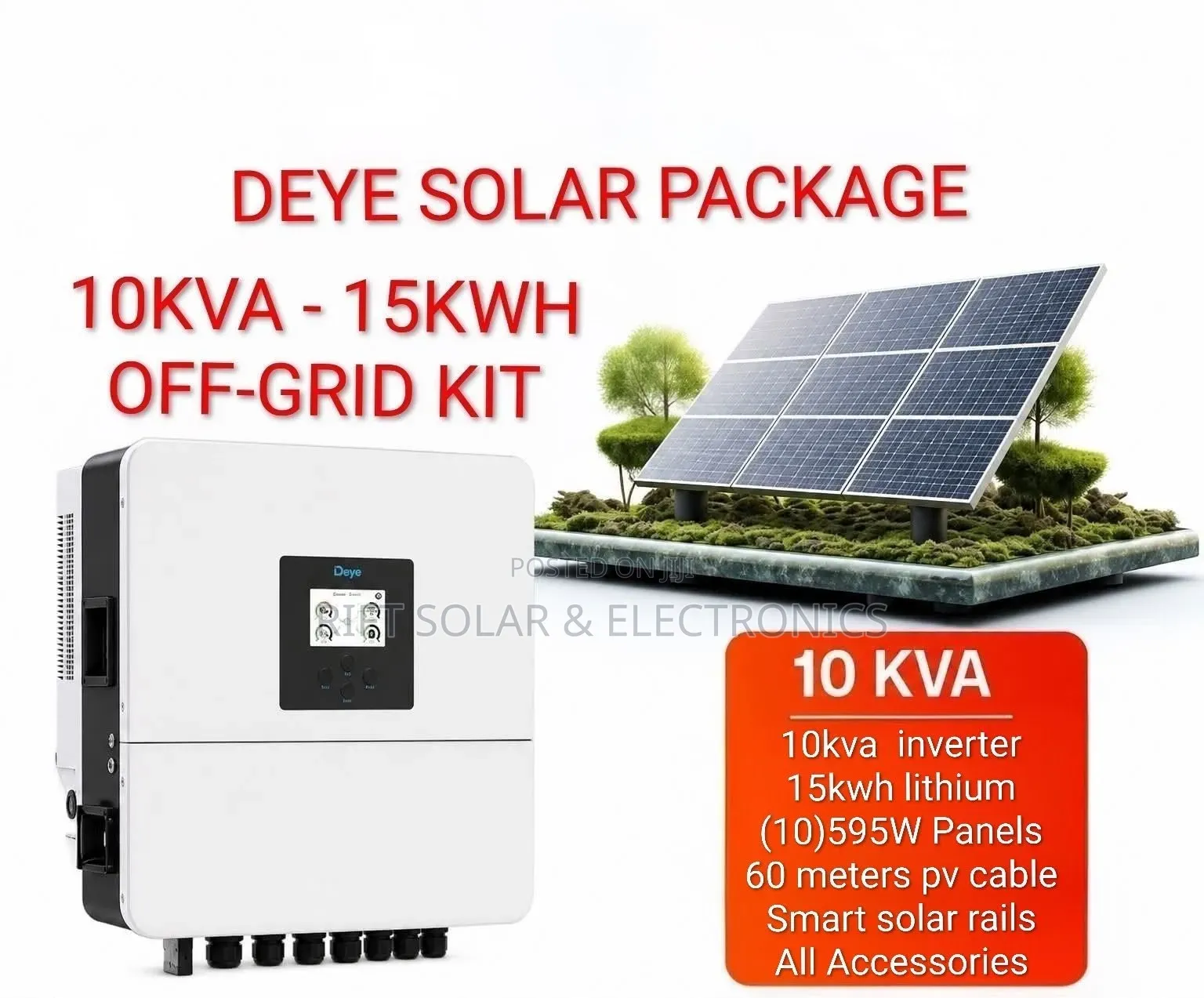 Deye 10kva Inverter - 15kwh Deye Lithium - (10)595W Bifacial Solar