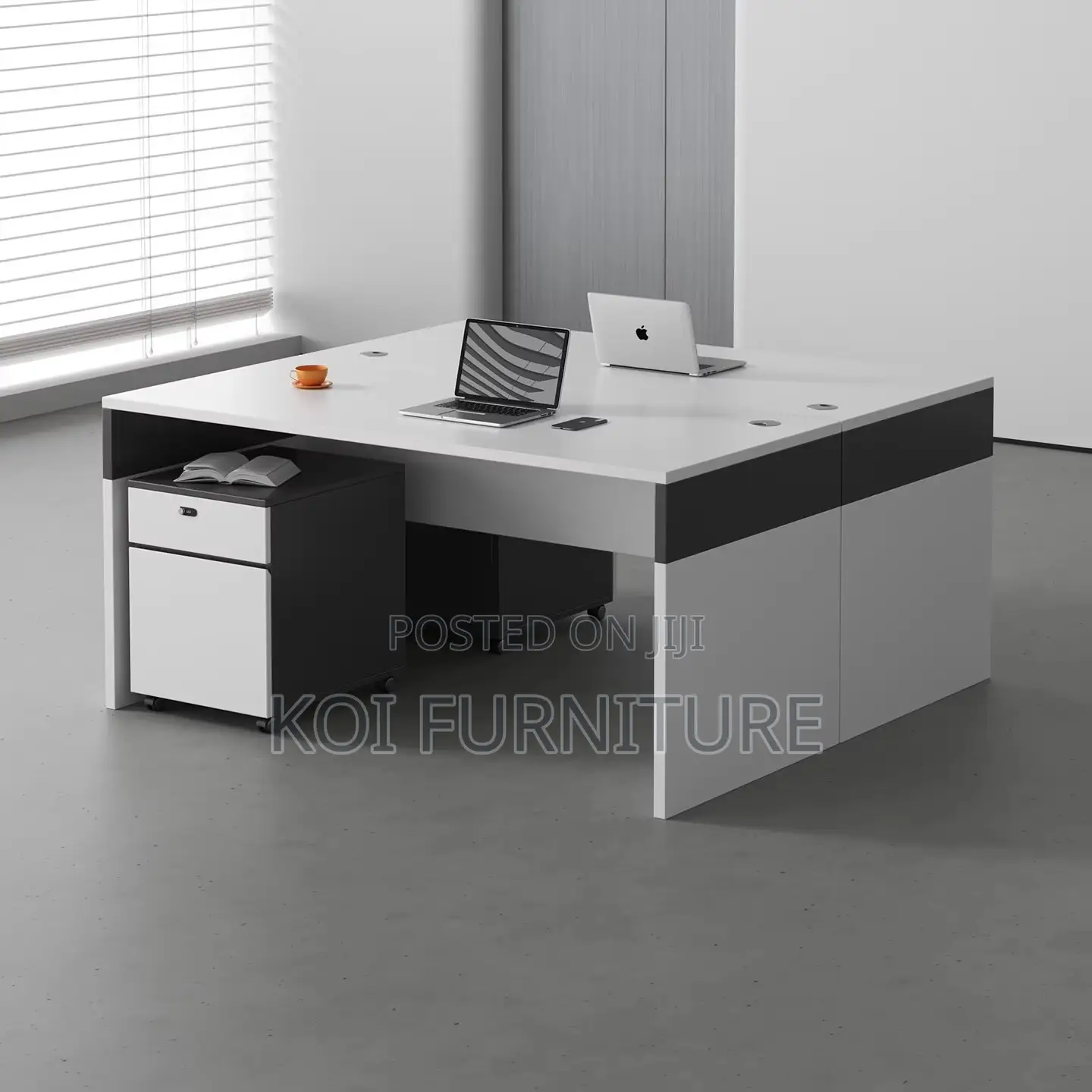Office Workstation; Two Users Wooden Open Partioned Workstation