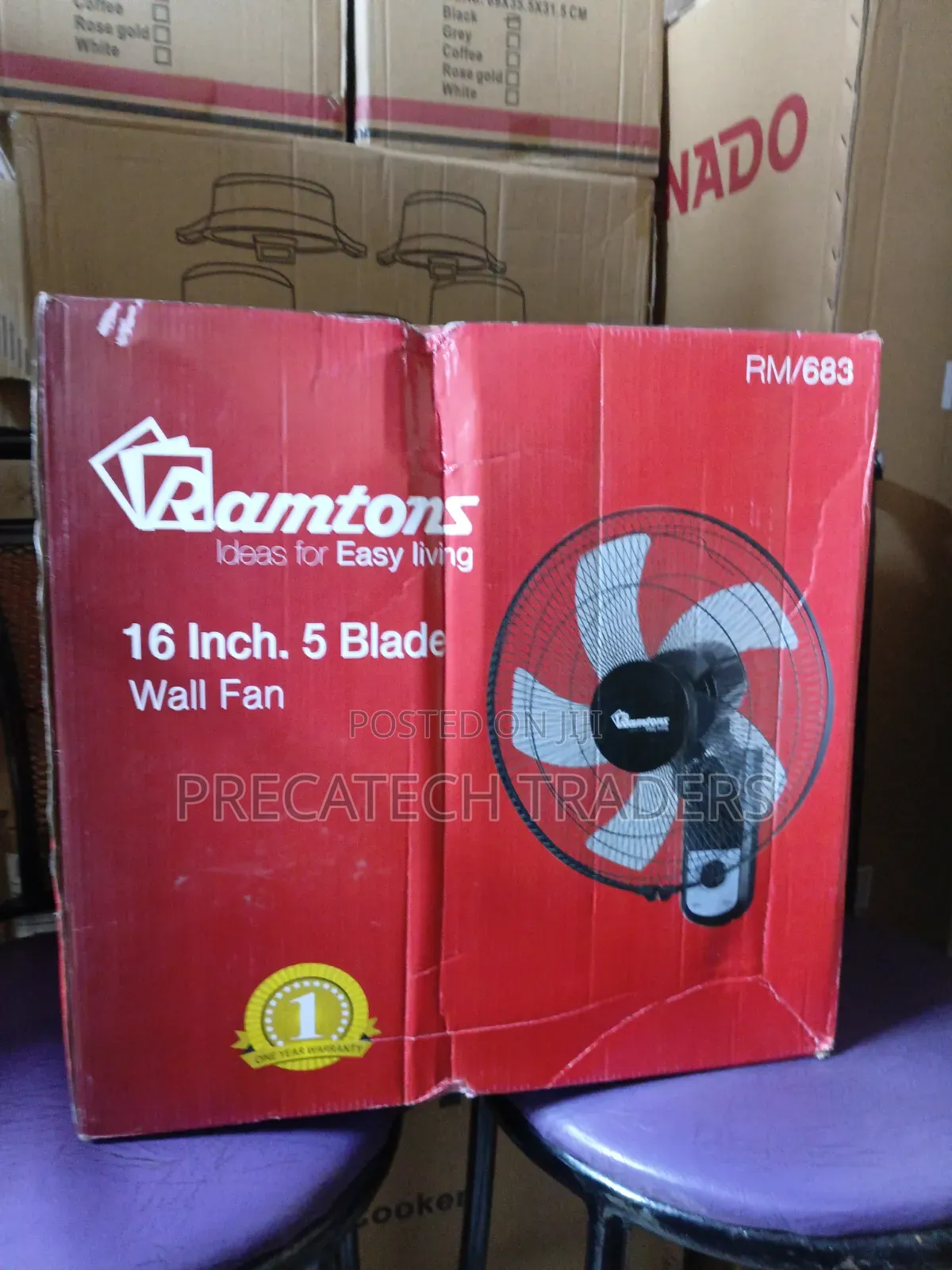 Ramtons 16" Wall Fan – Powerful 5 Blade Cooling