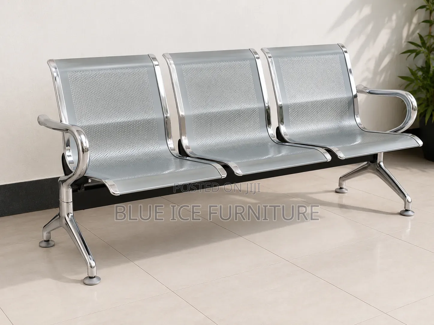 Executive 3 Seater Chrome Waiting Bench